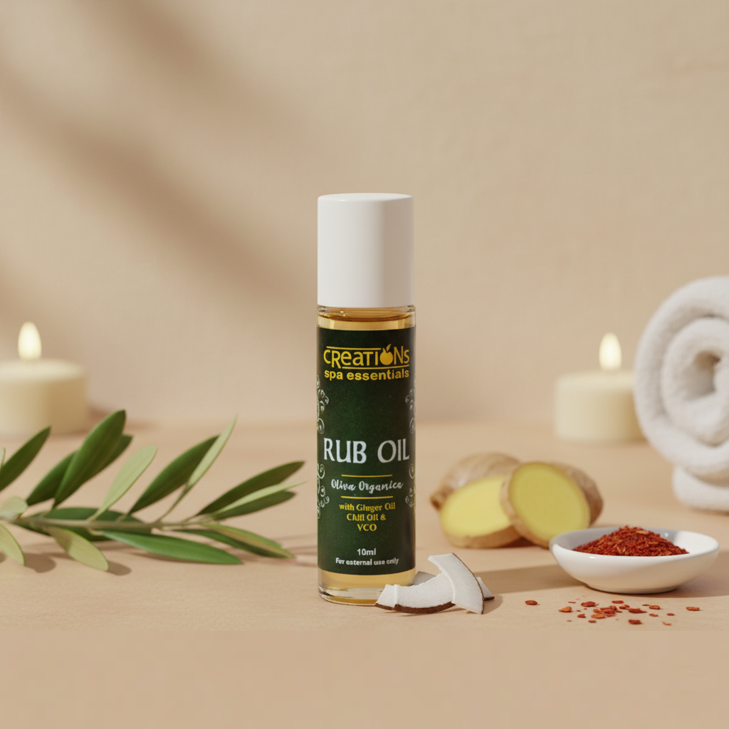Creations Spa Essentials Rub Oil Roll-On – OLIVA ORGANICA (Minty Eucalyptus) | 10ml