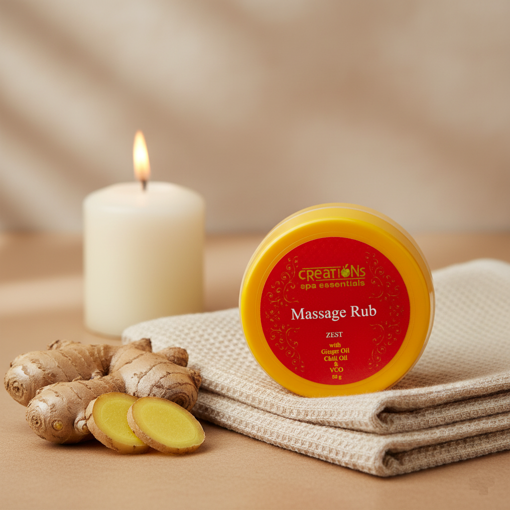 Creations Spa Essentials Massage Rub – ZEST (Sweet Citrus) | 10g