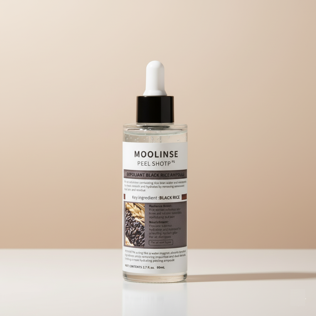 MOOLINSE Exfoliant Black Rice Ampoule 80ml | Rice Bran Water + Niacinamide