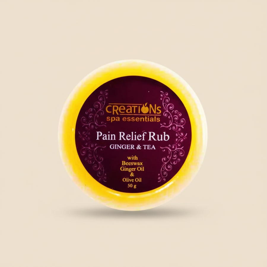 Creations Spa Essentials Pain Relief Rub – GINGER & TEA (Herbal) | Anti-Inflammatory & Circulation Boosting Balm (50 g)